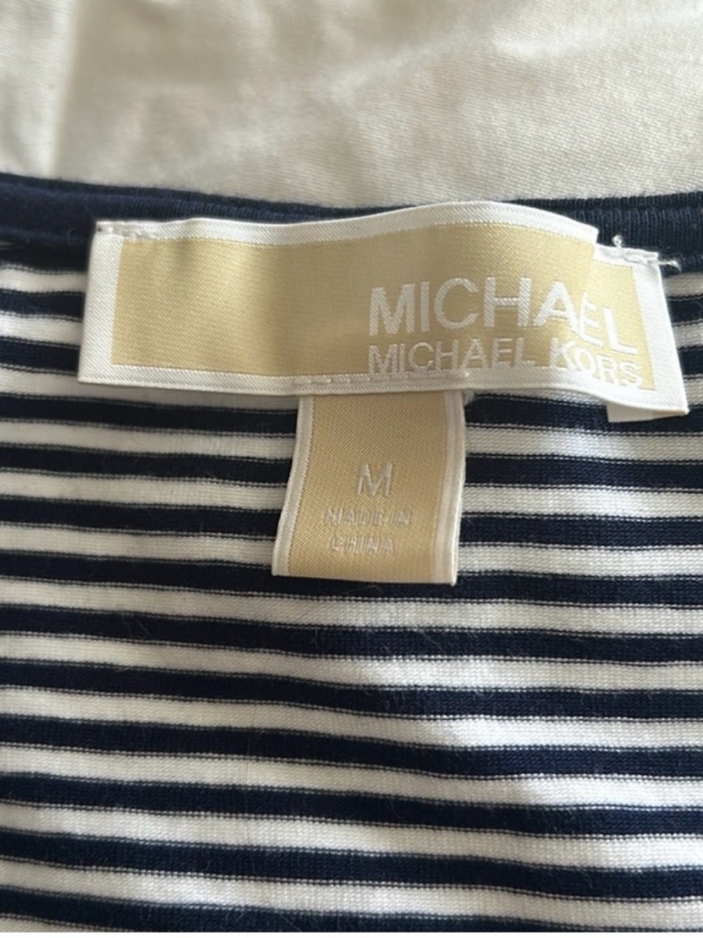 Michael Kors Navy and White Striped Cold-Shoulder Tee - Picture 4 of 4